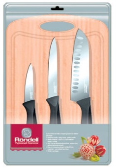 Набор ножей Rondell Primarch  RD-462 с разделочной доской 4 предмета